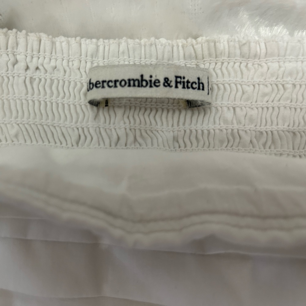 Abercrombie & Fitch White Puff Sleeve Smocked Crop Top Size XS - Picture 5 of 7
